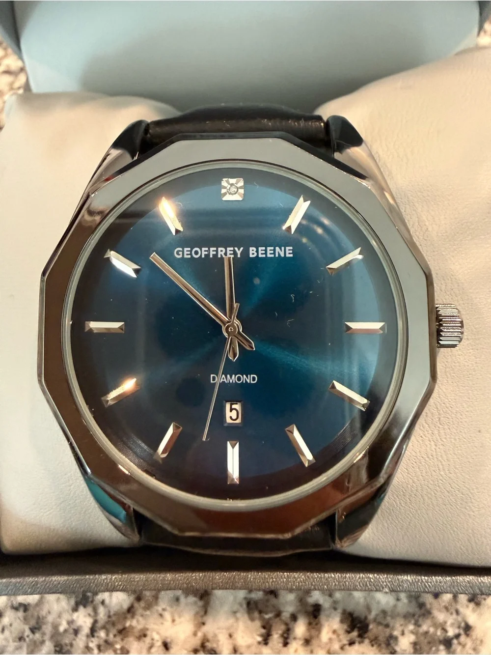 Geoffrey Beene Black and Silver Wall Clock